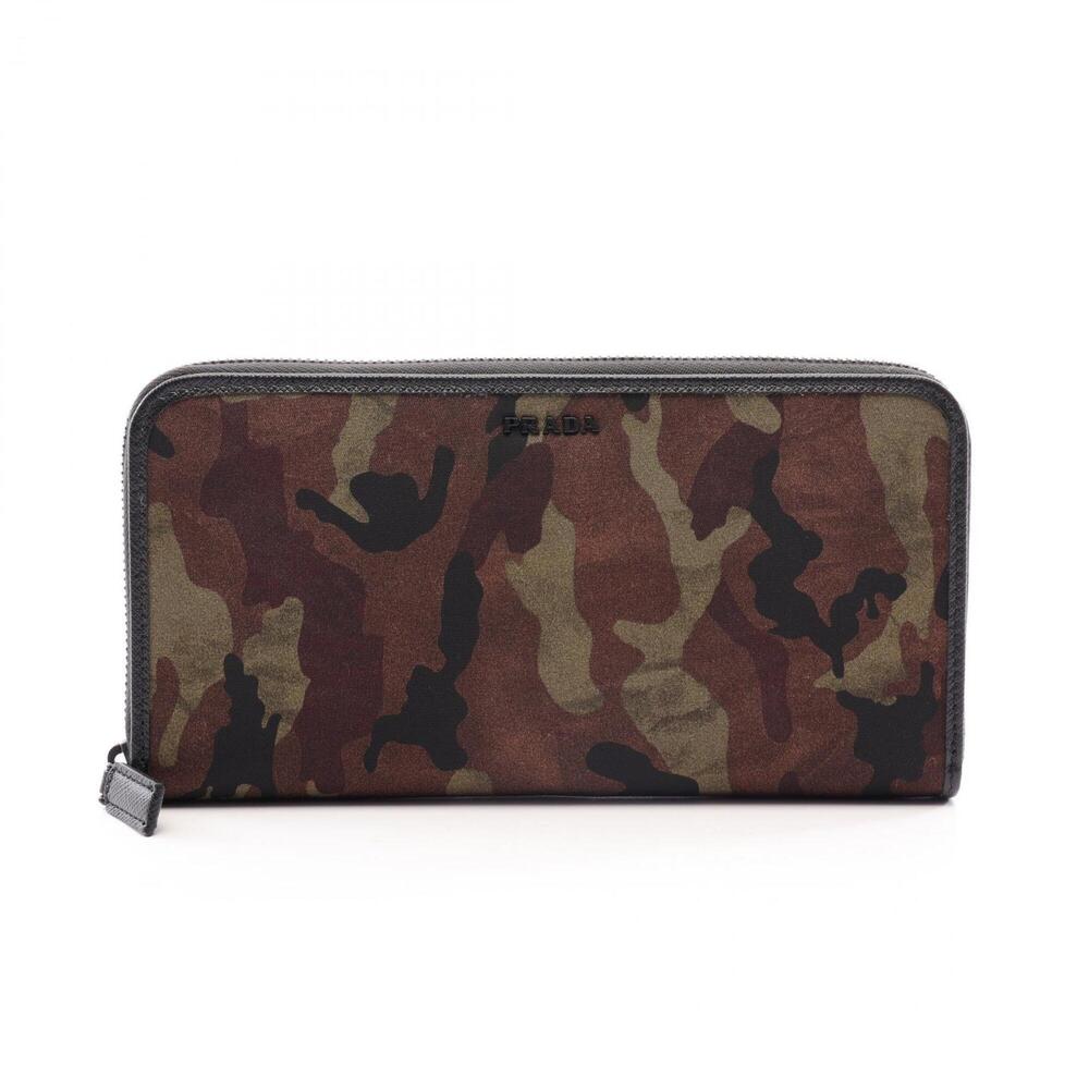 Prada TESSUTO ST.CAMO Camouflage Round Long Wallet, Nylon & Saffiano Leather,...